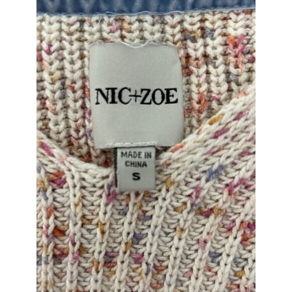NIC+ZOE Speckled  V Neck Sweater in Cream Multi Size Small (4/6) - Picture 3 of 12